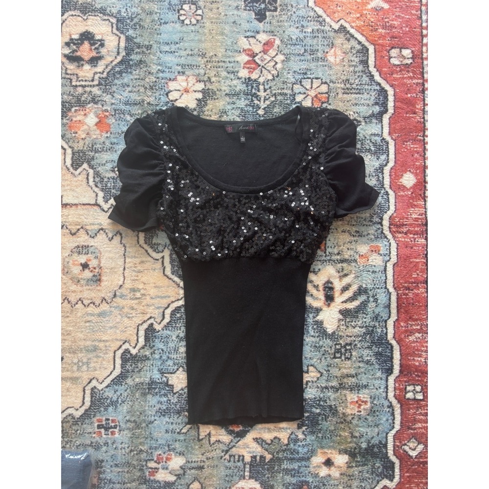 HeartSoul Sequin Cinched Blouse Size Small